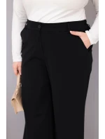 Dámské kalhoty Plus Size s širokými nohavicemi a vysokým pasem černé