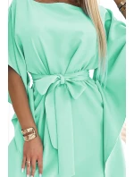 287-31 SOFIA Dámské motýlí šaty se zavazováním v pase - MINT