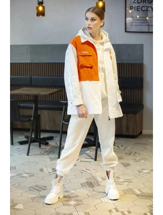 Bílo/oranžová dámská bunda větrovka (AG3-010) Bílo/oranžová dámská bunda větrovka (AG3-010)