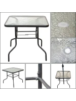 SADA ZAHRADNÍHO NÁBYTKU SYDNEY STŮL 4 ŽIDLE A SLUNEČNÍK ŠEDÁ