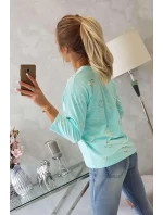 Halenka s potiskem srdce v mátové barvě