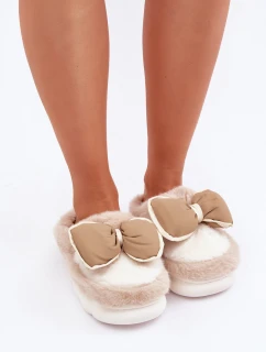 Kožešinové pantofle s mašlí béžové Grilis