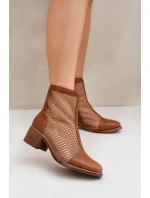 Síťované Dámské Boty Na Podpatku Hnědé Lithyia