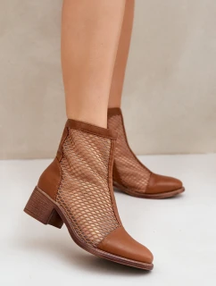 Síťované Dámské Boty Na Podpatku Hnědé Lithyia