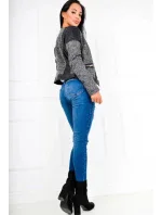 Dámská nazelenalá podzimní bunda s koženým zdobením - Zelená - Cindy.H