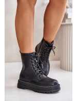 Zateplené botky workerky z eko kůže na zip černé Naleli