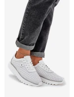 Kožené Sportovní Boty Na Platformě S Leskem D&A LR51-629 Bílé Kožené Sportovní Boty Na Platformě S Leskem D&A LR51-629 Bílé