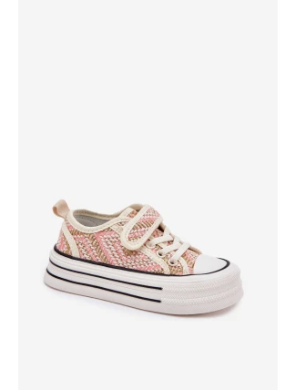 Dívčí Tenisky Na Suchý Zip Růžové Zelina
