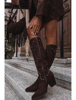 Dámské Kožené Koby Jočky S Dekorací Na Sloupku Čokoládové Darella