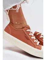 Dámské plátěné tenisky na platformě Big Star – oranžové