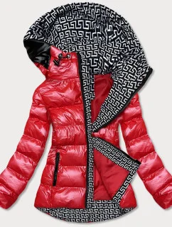 Červená dámská metalická bunda s kapucí (xw808x)