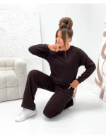 Dvoudílný úpletový komplet v čokoládové barvě (821121)