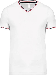 Kariban K 374 Pánské piqué tričko s výstřihem do V 20.K374 white/navy/red