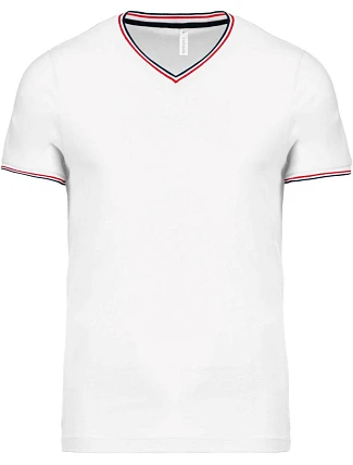 Kariban K 374 Pánské piqué tričko s výstřihem do V 20.K374 white/navy/red Kariban K 374 Pánské piqué tričko s výstřihem do V 20.K374 white/navy/red
