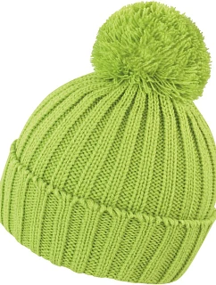 Result Headwear R 369X Pletená čepice s bambulí 28.369X lime