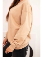 Dámská mikina s okrouhlým výstřihem basic z bavlny béžová