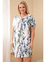 Dámské viskózové šaty Plus Size s krátkým rukávem a výstřihem na knoflíky bílá