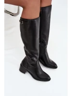 Dámské zimní kozačky s podpatkem a přezkou Vinceza 58589 Černé