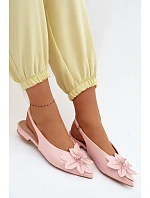 Dámské sandály na nízkém podpatku s dekorativním květem Růžové Telivette