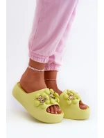 Dámské pěnové pantofle se zdobením na silné podrážce, limetka Bremavia