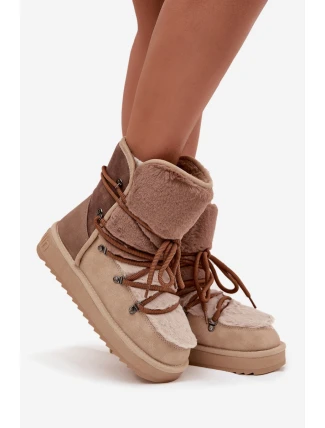 Dámské sněhule D.Franklin s kožešinou – béžové