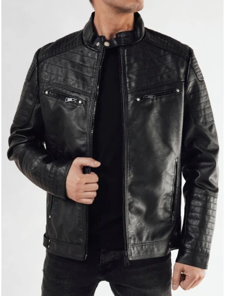 Pánská kožená bunda černá FashionStreet TX4684