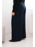 Dámské kalhoty Plus Size s širokými nohavicemi a plisováním granátové