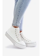 Zateplené dámské tenisky na platformě OO274A473 bílé