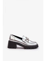 Dámské polobotky na podpatku 2646-5 model 189876 Stříbrná s černou - Sweet Shoes Dámské polobotky na podpatku 2646-5 model 189876 Stříbrná s černou - Sweet Shoes