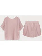 Bavlněný komplet v pudrově růžové barvě - tričko a šortky (34437) Bavlněný komplet v pudrově růžové barvě - tričko a šortky (34437)