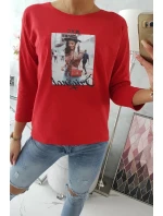 Halenka s potiskem Originální červená Halenka s potiskem Originální červená