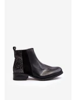 Dámské sbalené boty na plochém podpatku s cvočky černé Messio