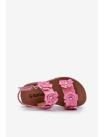 Lakýrované dětské sandálky ozdobené květy Růžové Tinette Lakýrované dětské sandálky ozdobené květy Růžové Tinette