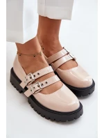 Dámské Lakované Polobotky S Pásky Béžové Terione
