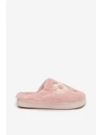 Kožešinové pantofle s květinami Růžové Selinne