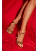 Rosavie zlaté sandály na podpatku s krystaly