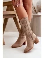 Ažurové kozačky RMR2337 hnědé - Step in style