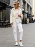 Dámská prošívaná bunda s kapucí ecru FashionStreet TY5533 Dámská prošívaná bunda s kapucí ecru FashionStreet TY5533