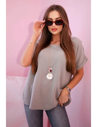 Mušelínová halenka s náhrdelníkem fango