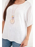 Dámská bavlněná oversize halenka s krátkým rukávem bílá