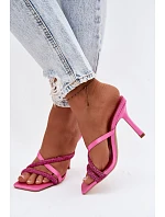Dámské lodičky na jehlovém podpatku s pásky a kamínky fuchsiové Karima