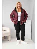 Dámská bunda Plus Size s kapucí a nastavitelným spodním okrajem bordó barva