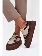 Dámské sneakersy na platformě Big Star SS274356 leopardí hnědo-bežové