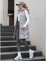Dámská dlouhá prošívaná šedá vesta FashionStreet TY5266