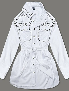 Dámská džínová bunda oversize bílá (M6959)