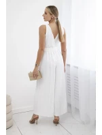 Plisovaná viskózová kombinéza ecru