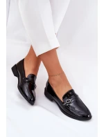 Lakované Dámské Mokasíny S Ozdobnou Přezkou Černé Mollan