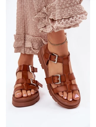 Dámské Sandály Eko Kůže S Přezkami Camel Jeneliena