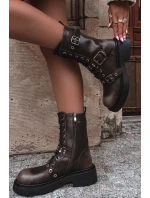 Zateplené workery dámské s přezkami hnědé Marisse