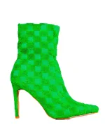 Luxusní kotníčkové boty dámské zelené na jehlovém podpatku Luxusní kotníčkové boty dámské zelené na jehlovém podpatku